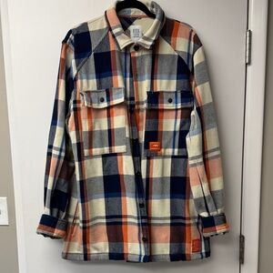 Men’s Cream Topo Designs X Denver Broncos Mountain Long Sleeve Flannel Shirt